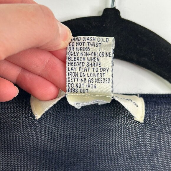 Norton McNaughton vintage black short sleeve mesh and‎ ribbed blouse size large - Picture 6 of 9